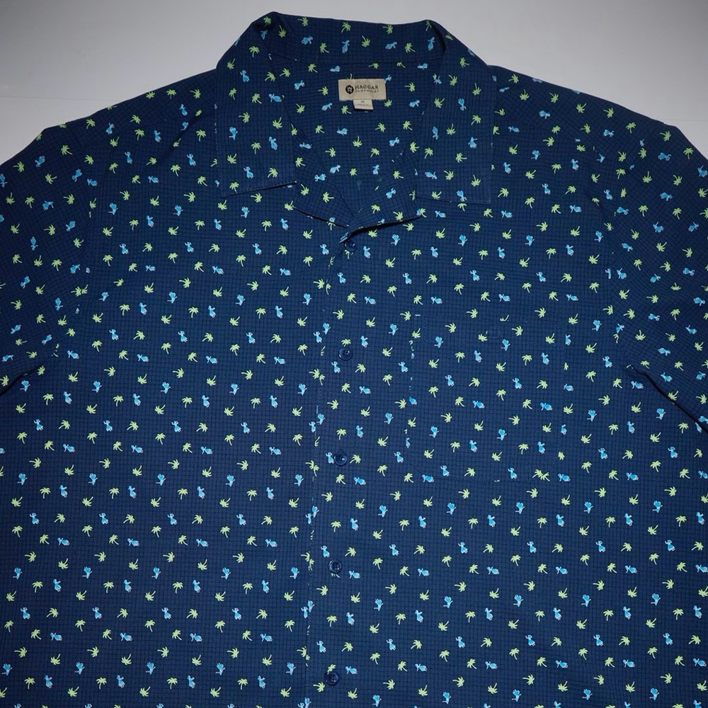 Haggar 3X Hawaiian Shirt | Palm Tree & Hula Print